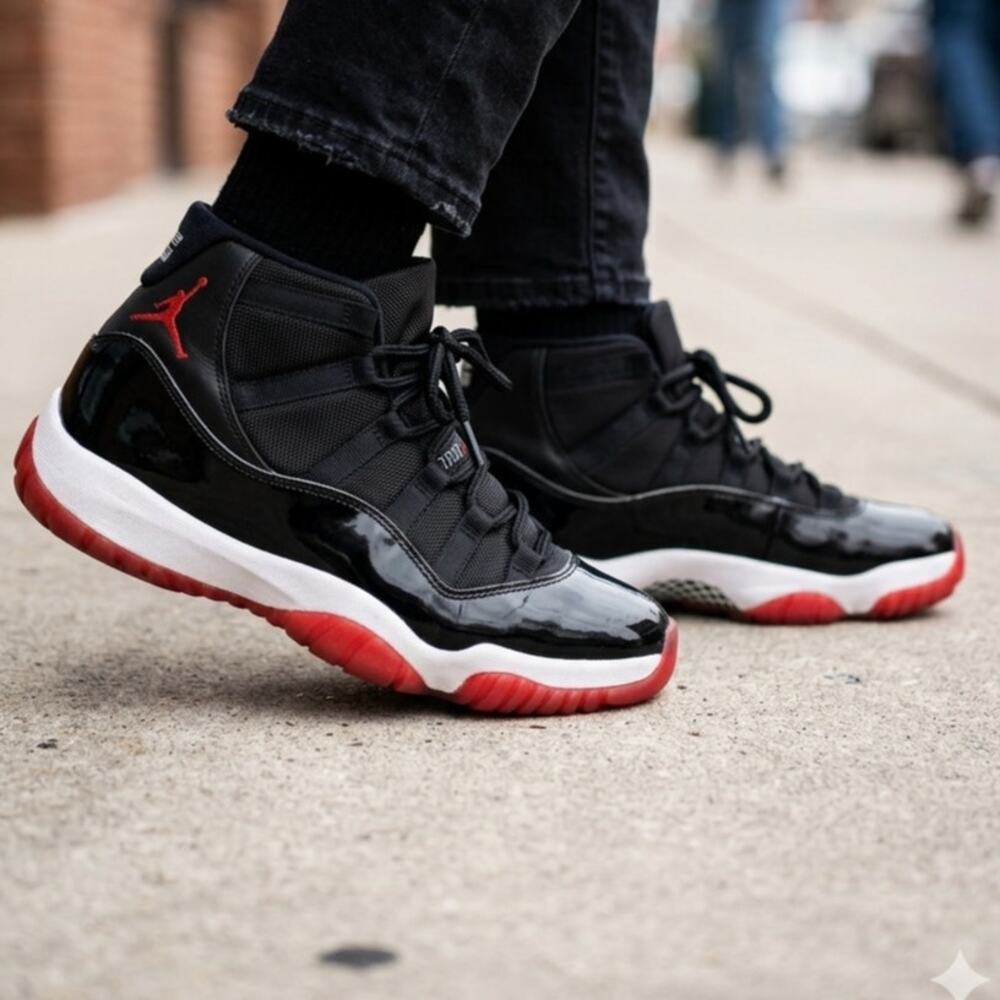 Jordan Retro 11 Bred Patent Leather Playoffs Athletic